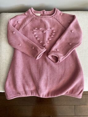 First Impressions Dusty Rose Knit Heart Baby Dress